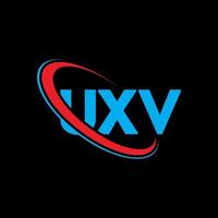 uxv-Logo. uxv-Brief. uxv-Buchstaben-Logo-Design. Initialen uxv-Logo verbunden mit Kreis und Monogramm-Logo in Großbuchstaben. uxv-typografie für technologie-, geschäfts- und immobilienmarke. vektor