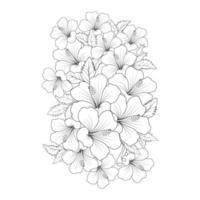 Gekritzel gemeinsame Hibiskus-Blume Strichzeichnungen Malbuch Seite von Vektorgrafik-Design vektor