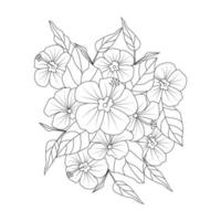 rose of sharon målarbok design med klotterstil blommande kronblad och löv vektor