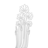 Zweig der Blume Malbuch Seite Zeichnung Strichzeichnungen Design auf weißem Hintergrund vektor