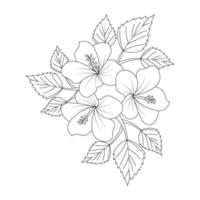 söta barn målarbok av kina rose blomma ritning för utskrift vektor