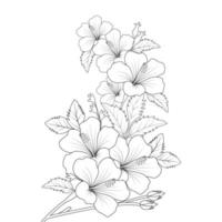 rose of sharon blomma doodle line art målarbok sida av vektor grafisk design