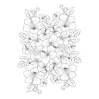 Hibiscus Moscheutos Blume Färbung Seite Strichzeichnungen mit Vektor-Strich-Grafik vektor