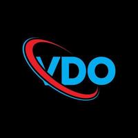 vdo logotyp. vdo brev. vdo brev logotyp design. initialer vdo logotyp länkad med cirkel och versaler monogram logotyp. vdo typografi för teknik, företag och fastighetsmärke. vektor