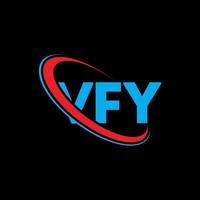 vfy-Logo. vfy Brief. vfy-Brief-Logo-Design. vfy-Logo mit den Initialen, verbunden mit einem Kreis und einem Monogramm-Logo in Großbuchstaben. vfy-Typografie für Technologie-, Geschäfts- und Immobilienmarken. vektor