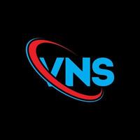 vns-Logo. vns-Brief. vns-Brief-Logo-Design. VNS-Logo mit Initialen, verbunden mit einem Kreis und einem Monogramm-Logo in Großbuchstaben. vns-typografie für technologie-, geschäfts- und immobilienmarke. vektor
