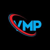vmp-Logo. vmp-Brief. vmp-Brief-Logo-Design. Initialen vmp-Logo verbunden mit Kreis und Monogramm-Logo in Großbuchstaben. vmp-Typografie für Technologie-, Geschäfts- und Immobilienmarken. vektor