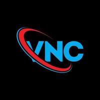 vnc-Logo. vnc-Brief. vnc-Brief-Logo-Design. VNC-Logo mit Initialen, verbunden mit einem Kreis und einem Monogramm-Logo in Großbuchstaben. vnc-typografie für technologie-, geschäfts- und immobilienmarke. vektor