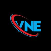 vne-Logo. vne brief. Logo-Design mit VNE-Brief. Initialen VNE-Logo verbunden mit Kreis und Monogramm-Logo in Großbuchstaben. vne Typografie für Technologie-, Geschäfts- und Immobilienmarke. vektor