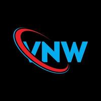 vnw-Logo. vnw brief. vnw-Brief-Logo-Design. Initialen vnw-Logo verbunden mit Kreis und Monogramm-Logo in Großbuchstaben. vnw-Typografie für Technologie-, Geschäfts- und Immobilienmarke. vektor