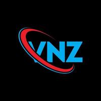 vnz logotyp. vnz brev. vnz bokstavslogotypdesign. initialer vnz logotyp länkad med cirkel och versaler monogram logotyp. vnz typografi för teknik, företag och fastighetsmärke. vektor