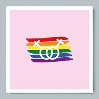regenbogenflagge mit weiblichem lgbt-symbol des geschlechts zwei vektor