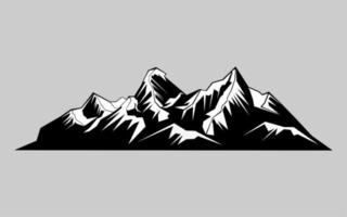 vektorillustration des berges, isolierte silhouettenelemente in reifem landschaftsweißem hintergrund, outdoor-symbole, schneeeisgipfel und dekorativ isolierter campingausflug klettern oder wandern. vektor