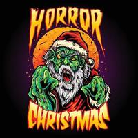 Wütende Weihnachtsmann-Maskottchen-Zombie-Horrorillustrationen vektor