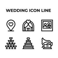 bröllop ikonuppsättning linje stil vektor