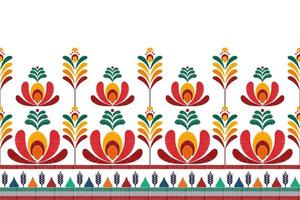 Ikat florales ethnisches nahtloses Textilmusterdesign. aztekischer Stoff Teppich Mandala Ornamente Textildekorationen Tapete. tribal boho einheimisches blumenmotiv traditioneller stickereivektorhintergrund vektor