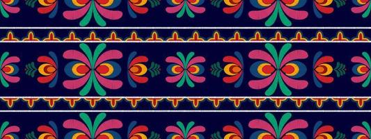 ikat blommig etnisk sömlös textilmönsterdesign. aztec tyg matta mandala ornament textil dekorationer tapet. tribal boho infödda blomma motiv traditionell broderi vektor bakgrund