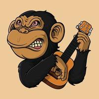Cartoon-Affe, der eine Gitarre spielt vektor