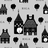 Riga, monochromes nahtloses Muster vektor