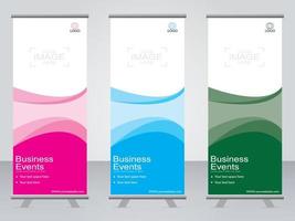 Business-Banner-Roll-up-Set Standee-Banner-Vorlage. vektor