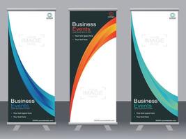 Business-Banner-Roll-up-Set Standee-Banner-Vorlage. vektor