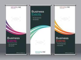 Business-Banner-Roll-up-Set, Standee-Banner-Vorlage. vektor