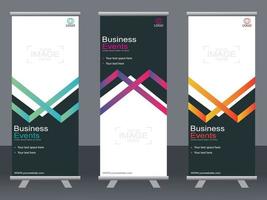 Business-Banner-Roll-up-Set Standee-Banner-Vorlage. vektor