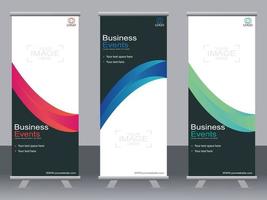 business banner roll up set standee banner mall. vektor