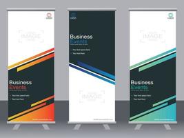 business banner roll up set standee banner mall modern banner. vektor