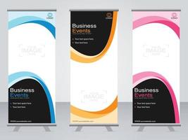 Business-Banner-Roll-up-Set Standee-Banner-Vorlage. vektor