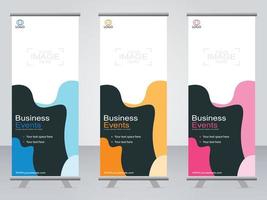 Business-Banner-Roll-up-Set Standee-Banner-Vorlage. vektor