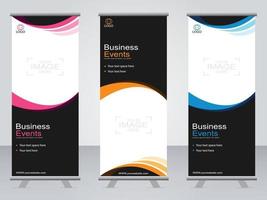 Business-Banner-Roll-up-Set Standee-Banner-Vorlage. vektor