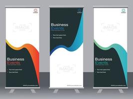 business banner roll up set standee banner mall. vektor