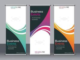 Business-Banner-Roll-up-Set, Standee-Banner-Vorlage. vektor