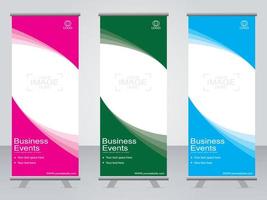 business banner roll up set standee banner mall. vektor