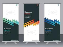 business banner roll up set standee banner mall. vektor