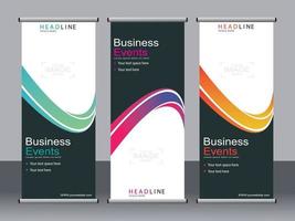 business banner roll up set standee banner mall. vektor