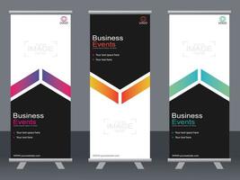 business banner roll up set standee banner mall. vektor