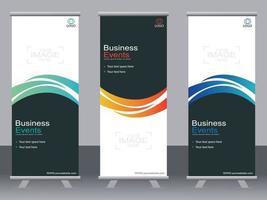 Business-Banner-Roll-up-Set Standee-Banner-Vorlage. vektor