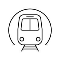 tunnelbanetåg framifrån svart linje ikon. tunnelbanestation linjär piktogram. symbol för tunnelbanestation för elektrisk kollektivtrafik konturikon. logotyp metro. isolerade vektor illustration.