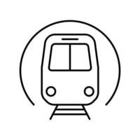 U-Bahn-Zug in der Vorderansicht schwarzes Liniensymbol. lineares piktogramm der u-bahnstation. symbol der u-bahnstation für elektrische öffentliche verkehrsmittel. Logo-U-Bahn. isolierte vektorillustration. vektor
