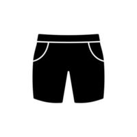 män bermuda sommar kort svart siluett ikon. pojke sport jeans mode shorts glyf piktogram på vit bakgrund. manliga badbyxor i bomull boxer för stranden platt symbol. isolerade vektor illustration.