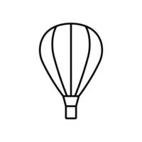 Schwarzer Heißluftballon mit Symbol für die Korblinie. Flugballon für Reisesymbol auf weißem Hintergrund. Fliegen Sie Heißluftballon für eine lustige Reise in der Himmelsumrissikone. editierbarer Strich. isolierte Vektorillustration. vektor