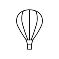 svart luftballong med korglinjeikon. flygballong för resor ikon på vit bakgrund. flyga luftballong för rolig resa i sky dispositionsikonen. redigerbar linje. isolerade vektor illustration.