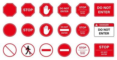 Achtung kein erlaubtes Einfahrt-Stopp-Straßenschild. Eintritt verboten. Warnung Palm Hand Verbot Zugang Silhouette Symbol. Geben Sie kein rotes Kreissymbol ein. Verbotenes Verkehrspiktogramm. isolierte Vektorillustration.