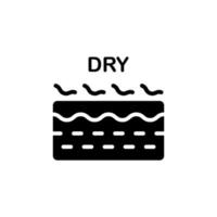 Silhouettensymbol für trockene Haut. Dehydriertes Dermisproblem schwarzes Piktogramm. Symbol für rissige, raue, trockene, schuppige Hautstruktur. isolierte Vektorillustration. vektor