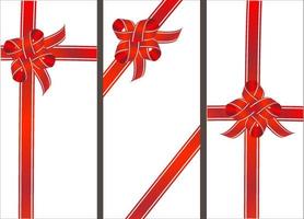rotes Farbband für Geschenkverpackungen in 3 Stilen vektor