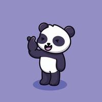 söt panda äta bambu blad tecknad vektor ikonillustration. djur natur ikon koncept isolerade premium vektor. platt tecknad stil