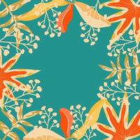 abstrakter ästhetischer Hintergrund Boho-Dschungel mit tropischen Blättern. Boho-Dschungel im modernen Stil. ethnische Blattblumenhintergrundkunst. zeitgenössisches handgezeichnetes flaches Design. abstrakte tropische Kunst vektor