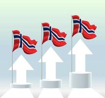 norges flagga. landet är i en uppåtgående trend. viftande flaggstång i moderna pastellfärger. flaggritning, skuggning för enkel redigering. banner mall design. vektor